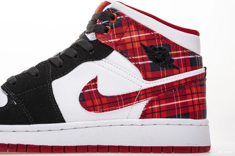 Plaid White Jordan  Mid 1 (GS) 554725-607 0101
